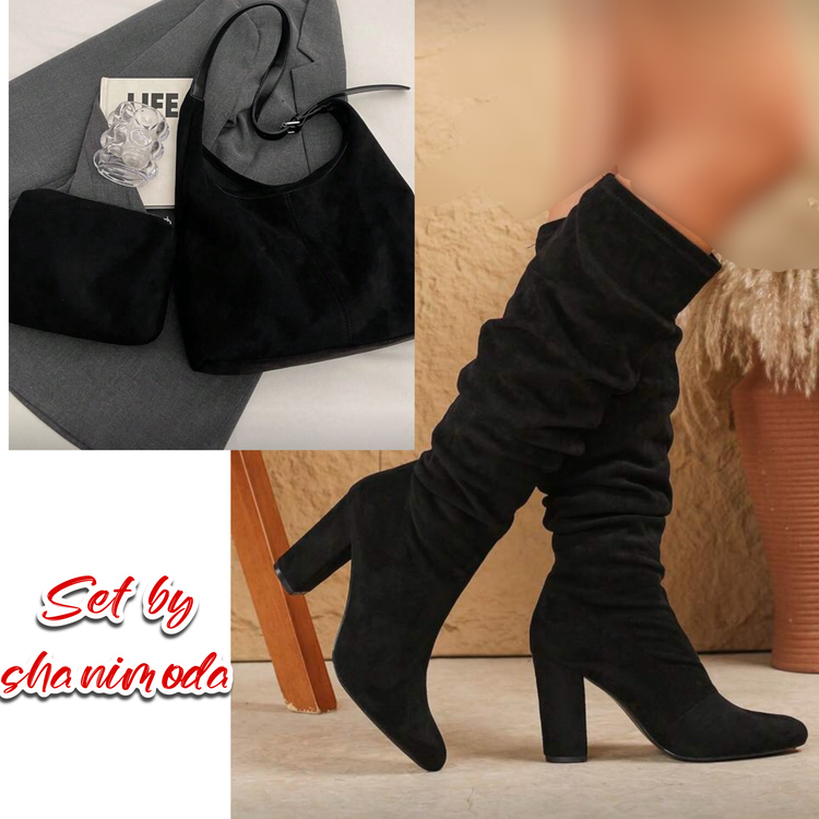 ست کیف و کفش.کیف جیر.بوت جیر.بوت پاشنه دار.بوت زنانه.کیف زنانه