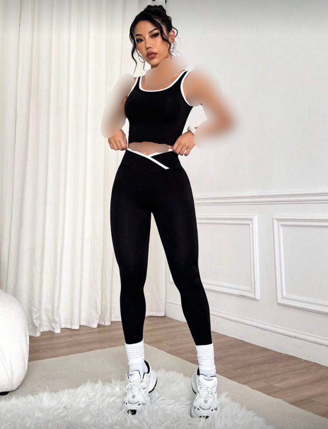 ست ورزشی زنانه برند shein نیمتنه و لگ
